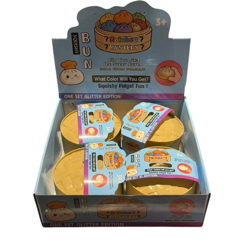 Mega Squeezy Dumplings 4 Pack Jumbo Squishy Fidget Sensory Toys Display Case New